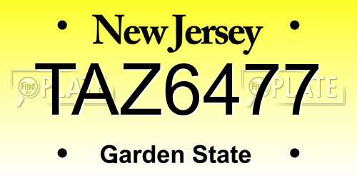 TAZ6477 New Jersey License Plate