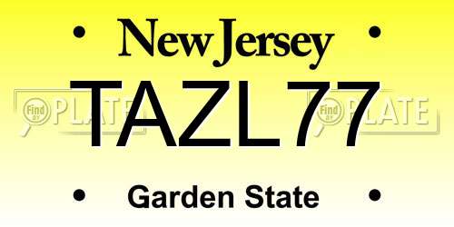 TAZL77 New Jersey License Plate
