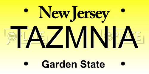 TAZMNIA New Jersey License Plate