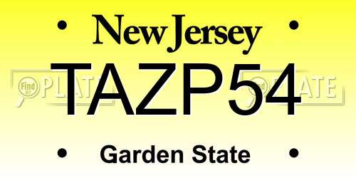 TAZP54 New Jersey License Plate