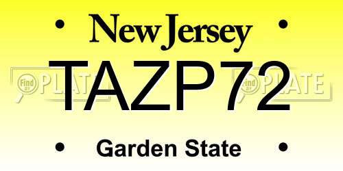 TAZP72 New Jersey License Plate