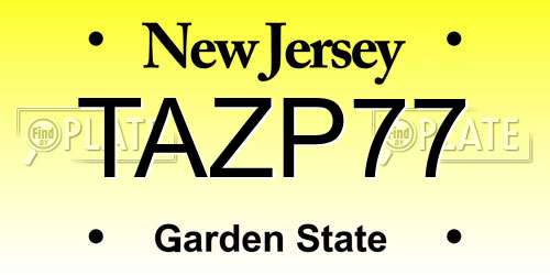 TAZP77 New Jersey License Plate