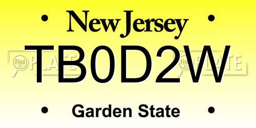 TB0D2W New Jersey License Plate