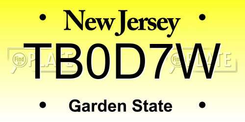 TB0D7W New Jersey License Plate