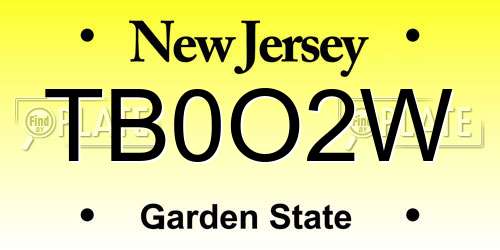 TB0O2W New Jersey License Plate