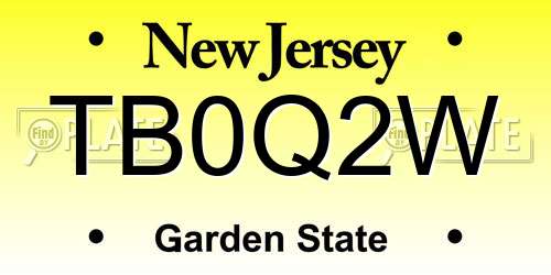 TB0Q2W New Jersey License Plate