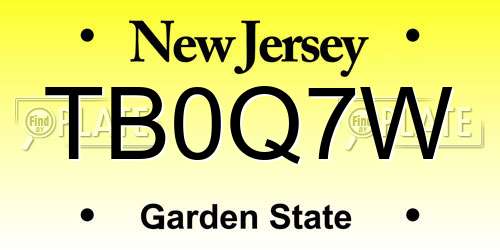 TB0Q7W New Jersey License Plate