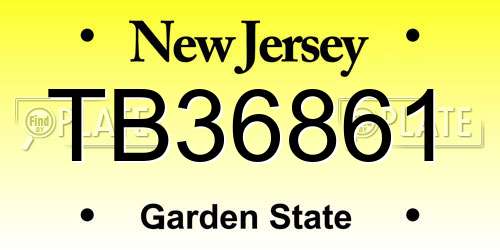 TB36861 New Jersey License Plate