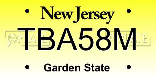 TBA58M New Jersey License Plate