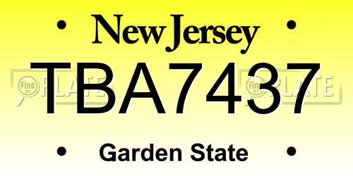 TBA7437 New Jersey License Plate