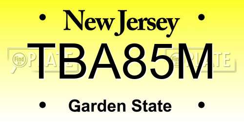 TBA85M New Jersey License Plate