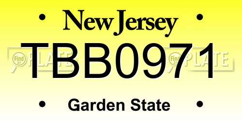 TBB0971 New Jersey License Plate