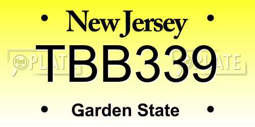 TBB339 New Jersey License Plate