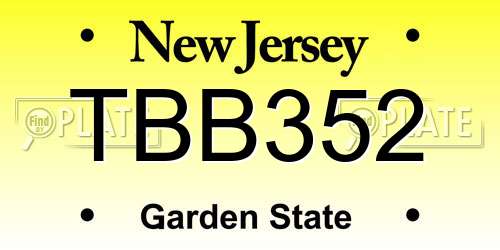 TBB352 New Jersey License Plate