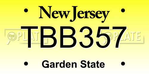 TBB357 New Jersey License Plate