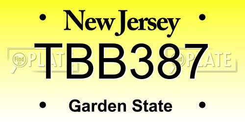 TBB387 New Jersey License Plate