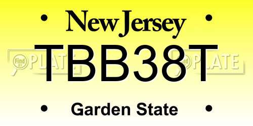 TBB38T New Jersey License Plate