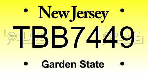 TBB7449 New Jersey License Plate