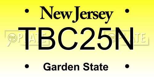 TBC25N New Jersey License Plate