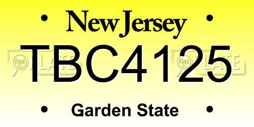 TBC4125 New Jersey License Plate