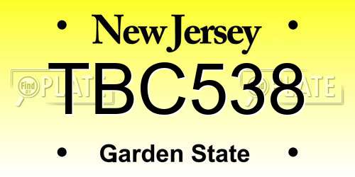 TBC538 New Jersey License Plate