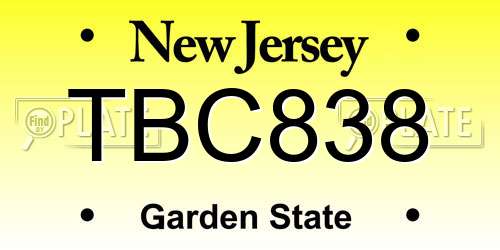 TBC838 New Jersey License Plate
