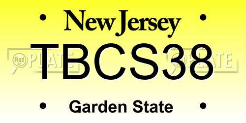 TBCS38 New Jersey License Plate