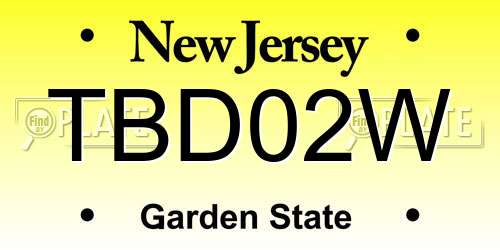 TBD02W New Jersey License Plate