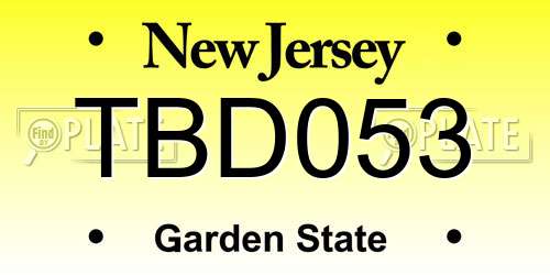 TBD053 New Jersey License Plate