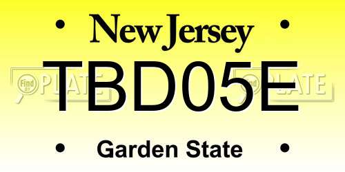 TBD05E New Jersey License Plate