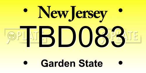 TBD083 New Jersey License Plate