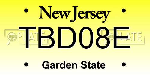 TBD08E New Jersey License Plate