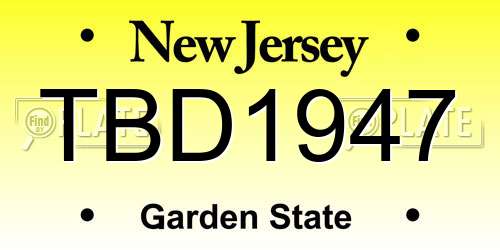 TBD1947 New Jersey License Plate