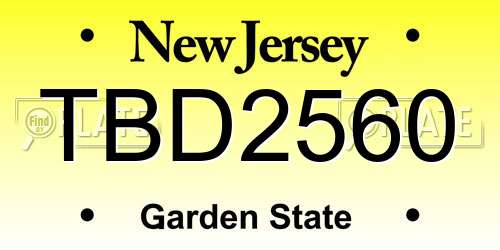 TBD2560 New Jersey License Plate