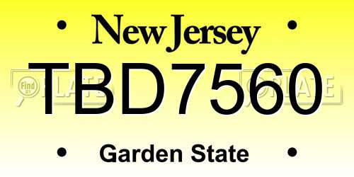 TBD7560 New Jersey License Plate