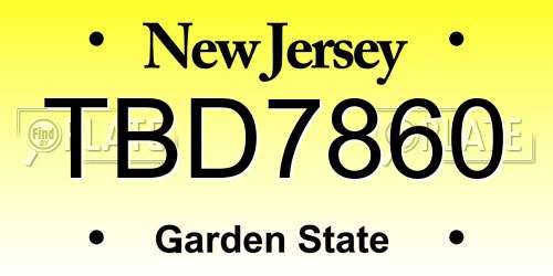 TBD7860 New Jersey License Plate