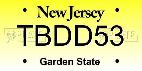 TBDD53 New Jersey License Plate