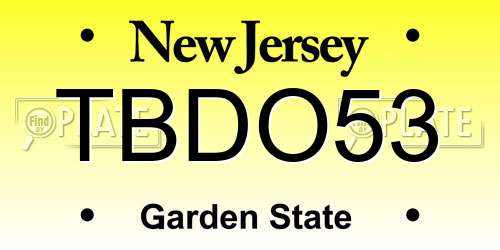 TBDO53 New Jersey License Plate
