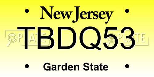 TBDQ53 New Jersey License Plate
