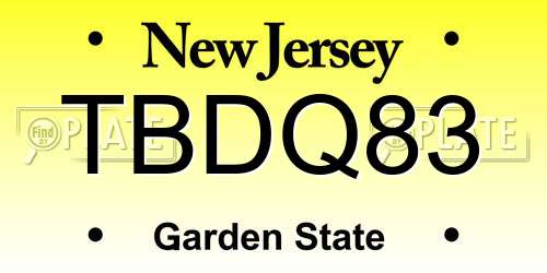 TBDQ83 New Jersey License Plate