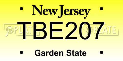 TBE207 New Jersey License Plate
