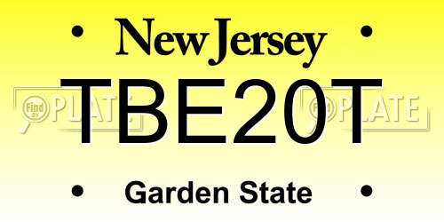TBE20T New Jersey License Plate
