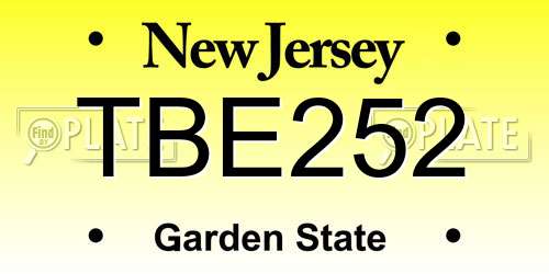 TBE252 New Jersey License Plate