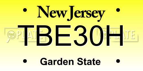 TBE30H New Jersey License Plate
