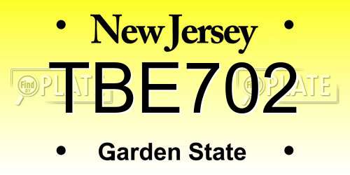 TBE702 New Jersey License Plate