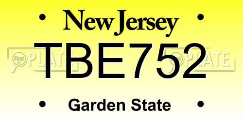 TBE752 New Jersey License Plate
