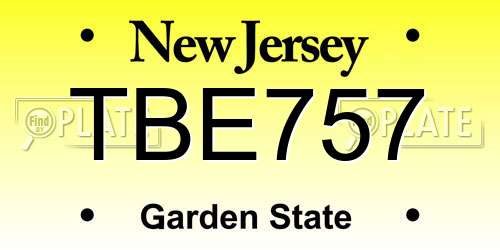 TBE757 New Jersey License Plate