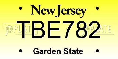 TBE782 New Jersey License Plate