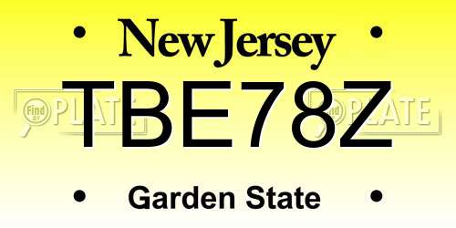 TBE78Z New Jersey License Plate