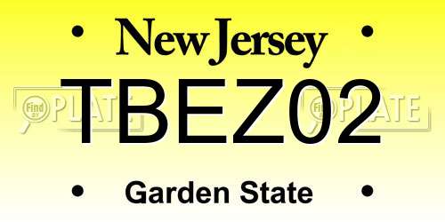 TBEZ02 New Jersey License Plate